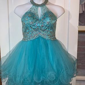 TEAL SEMI FORMAL PUFFY DRESS